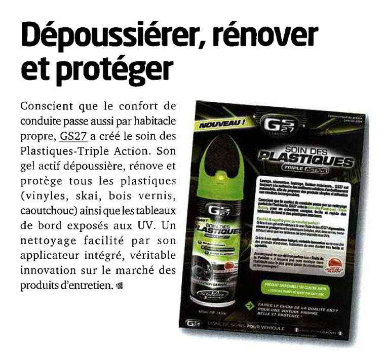 Soins des plastiques GS27